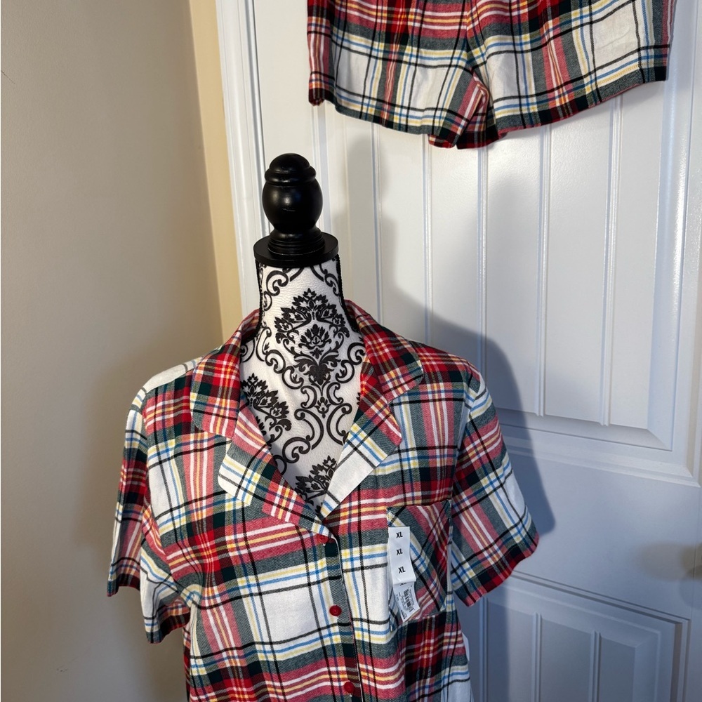 Sonoma Red Plaid Short Sleeve Button-Up PJ Short Set NWT